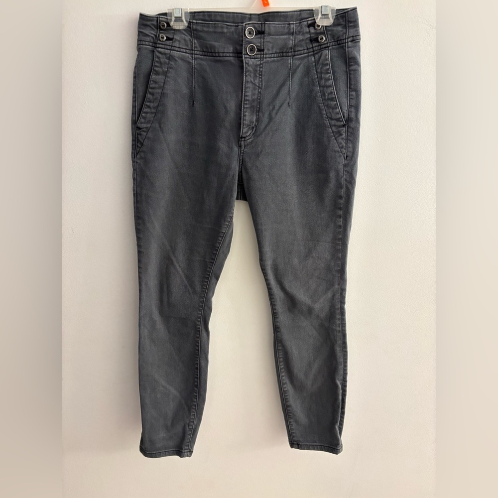 Pilcro Anthropologie Grey Denim High Waisted Skinny Utility Pleated Pant Size 30